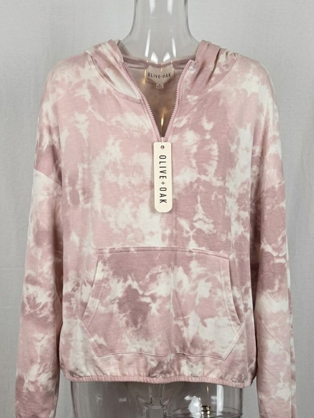 Olive & Oak Blush Pink Tie-Dye Half-Zip Hoodie